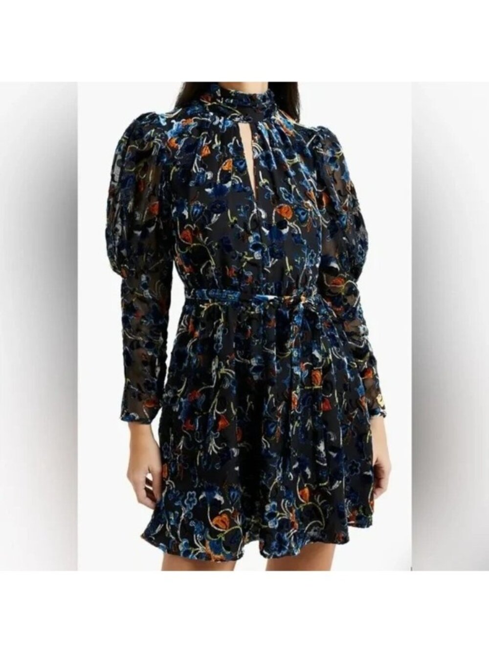 French Connection Avery Burnout Velvet Mini Dress Size 0 - New with Tags - Picture 8 of 9